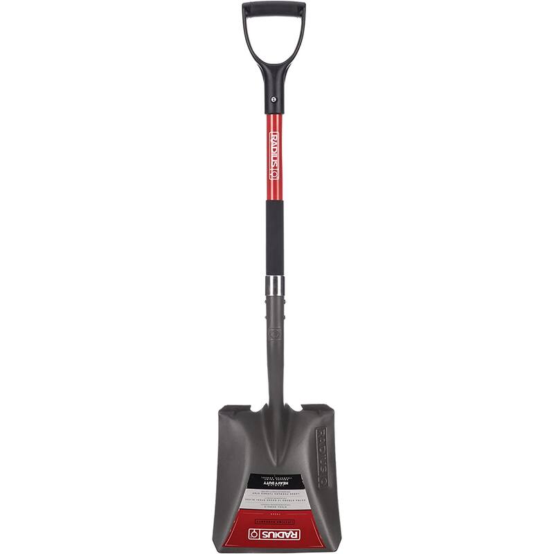 Radius Premium D-Handle Square-Point Shovel, Steel Shaft - Black