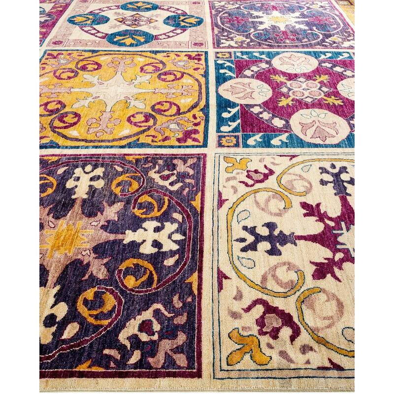Overton Hand Knotted Wool Vintage Inspired Modern Contemporary Eclectic Multi Area Rug - 9' 0" x 11' 4"