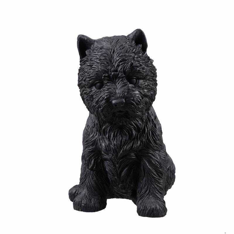 Sitting Terrier Outdoor Garden Planter Pot - 13.75" - Black
