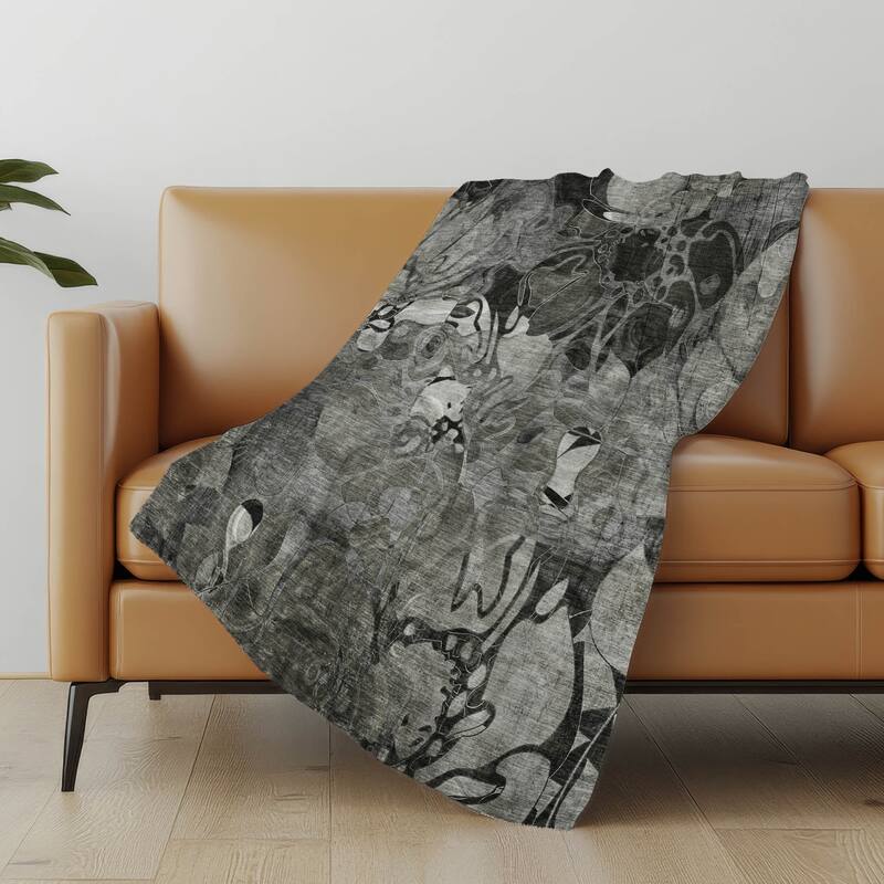Premium Machine Washable Modern Floral Sherpa Throw Blanket