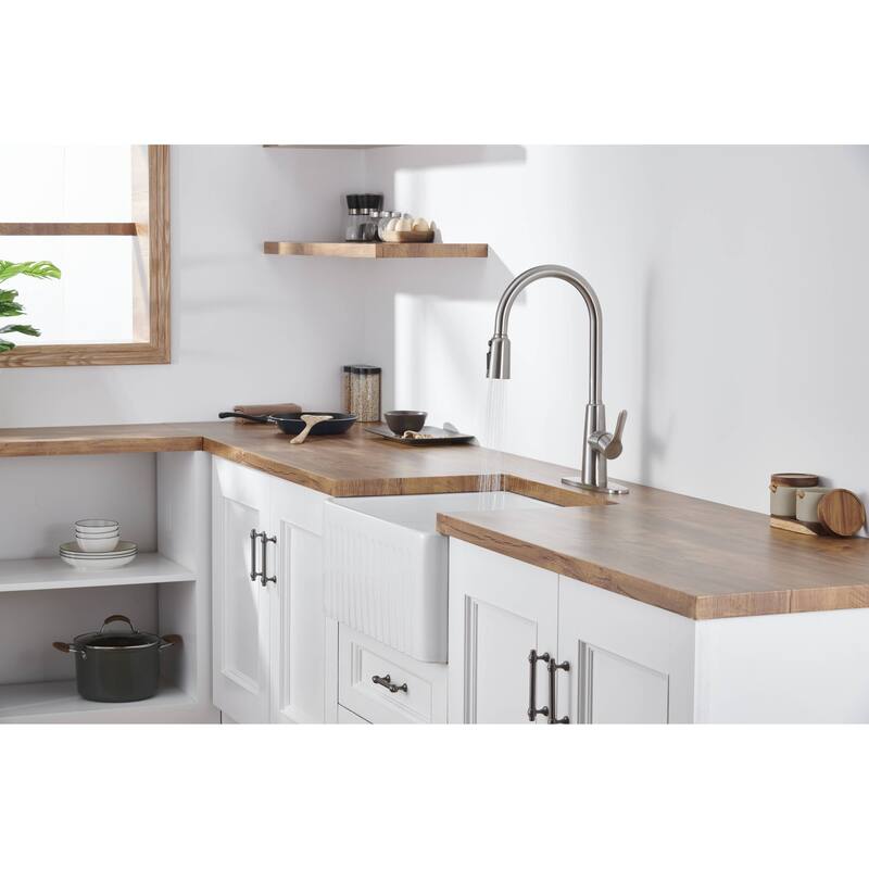 Kitchen Sink Faucet with Pull Out Sprayer,High Arc Sink Faucet,3 Way Setting Single Handle Kitchen Faucets with Deck Plate