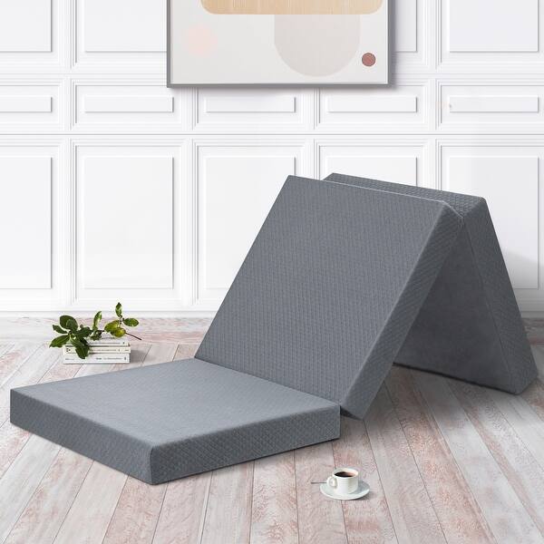 Shop Sleeplanner 4 Inch Grey Tri Fold Single Memory Foam Mattress