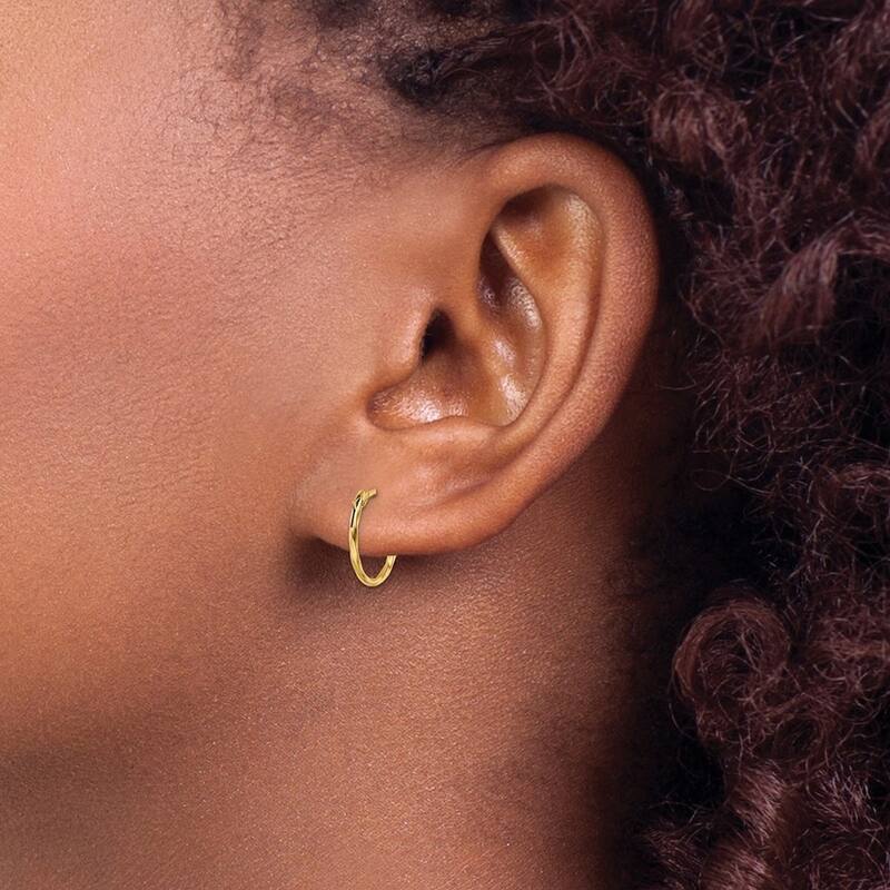 Curata 14k Yellow Gold Polished Twisted 12x1mm Thin Hinged Hoop Earrings