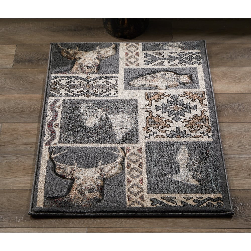 Wild Life Collection Cream/Dark Grey Area Rug