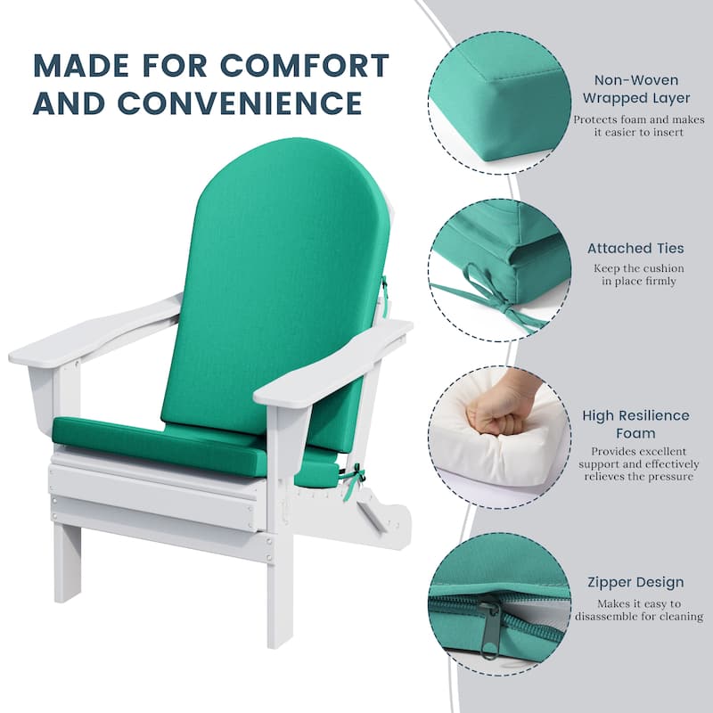 Laguna All Weather Poly Outdoor Adirondack Chair Seat And Back Cushion (Cushions Only)