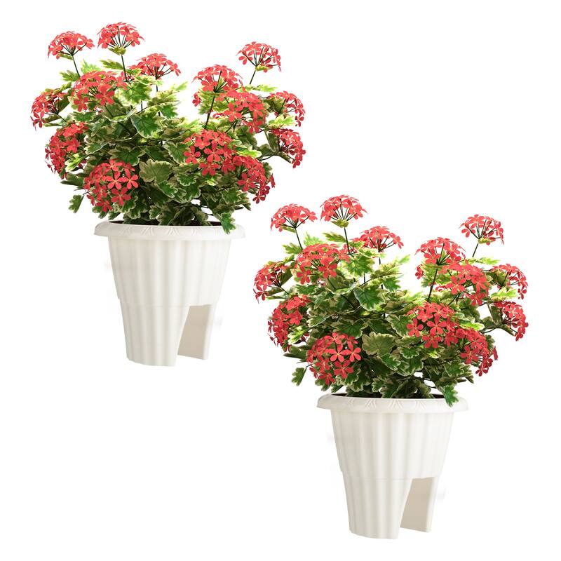 Pure Garden 13.5-n Round Railing Planter - 2.64-Gal Outdoor Flower Pot