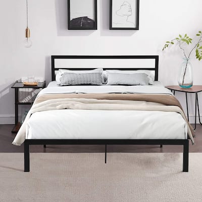 Queen Size Metal Bed with Headboard
