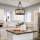 preview thumbnail 3 of 7, Farmhouse 5-Light Wood Drum Chandelier for Dining Room Kitchen Island