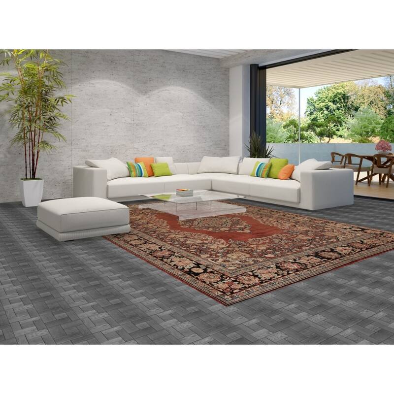 Orange Mahal Persian Antique Area Rug Hand-Knotted Wool Carpet - 9'0"x 12'7"