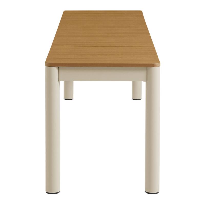 Finn Outdoor Patio Aluminum Bench with Faux Wood Top by Modway