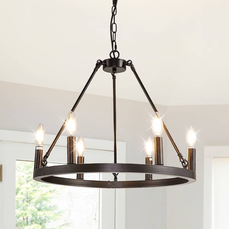 6-Lights ​Curved Arms Wagon Wheel Chandeliers
