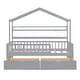 preview thumbnail 7 of 7, Grey Pinewood House Bed with Roof, 2 Drawers, and Shelf, Full-Length Guardrails
