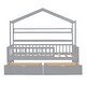 preview thumbnail 17 of 31, Twin Size Wooden House Bed Kids Bed with 2 Drawers and Storage Shelf