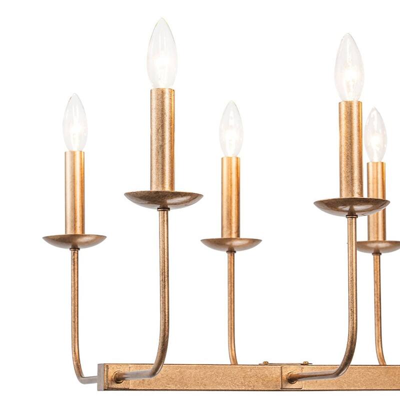 Farmhouse 10-Light Candle Iron Kitchen Island Linear Chandelier