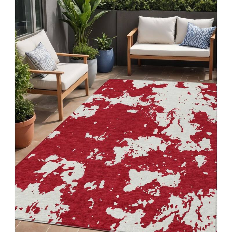 HomeRoots Abstract Transitional Rectangle Outdoor Rug - 5' X 8'