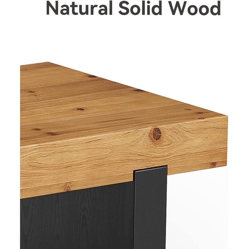 47.2" Solid Wood Coffee Table, Two-Tone Modern Rectangle Table for Living Room & Bedroom