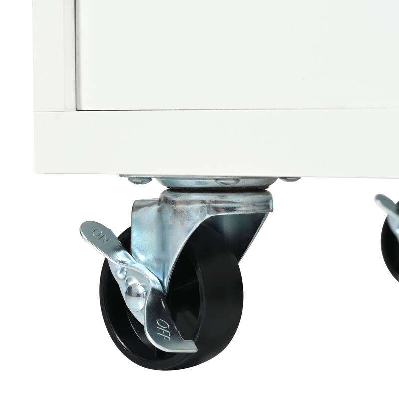 49.02'' Rubber Wood Farmhouse Kitchen Island with Rolling Wheels, Slide-Out Shelf, Towel Rack and Drawer