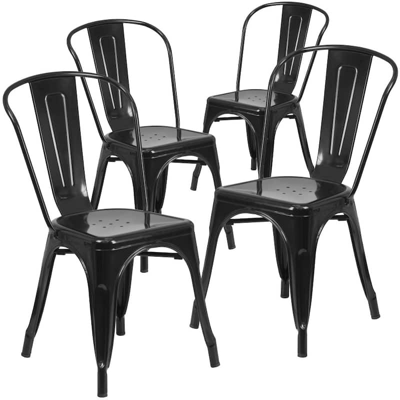 Metal Indoor/ Outdoor Stackable Bistro Chair (Set of 4)