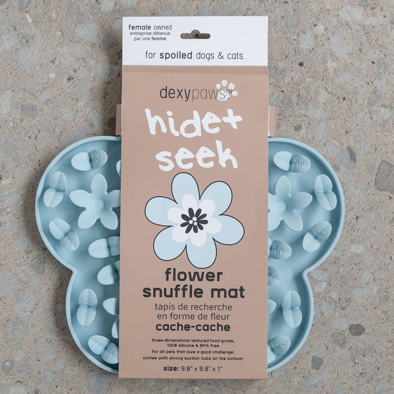 Dexypaws: Enrichment Snuffle Mat: Sky Blue Flower - Textured Dog Feeding Pad - Sky Blue