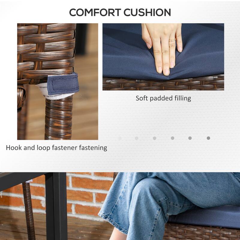 4-Piece Stackable PE Wicker Dining Chair Set, Outdoor Rattan Chairs with Cushions, Armrests & Backrest for Patio, Balcony