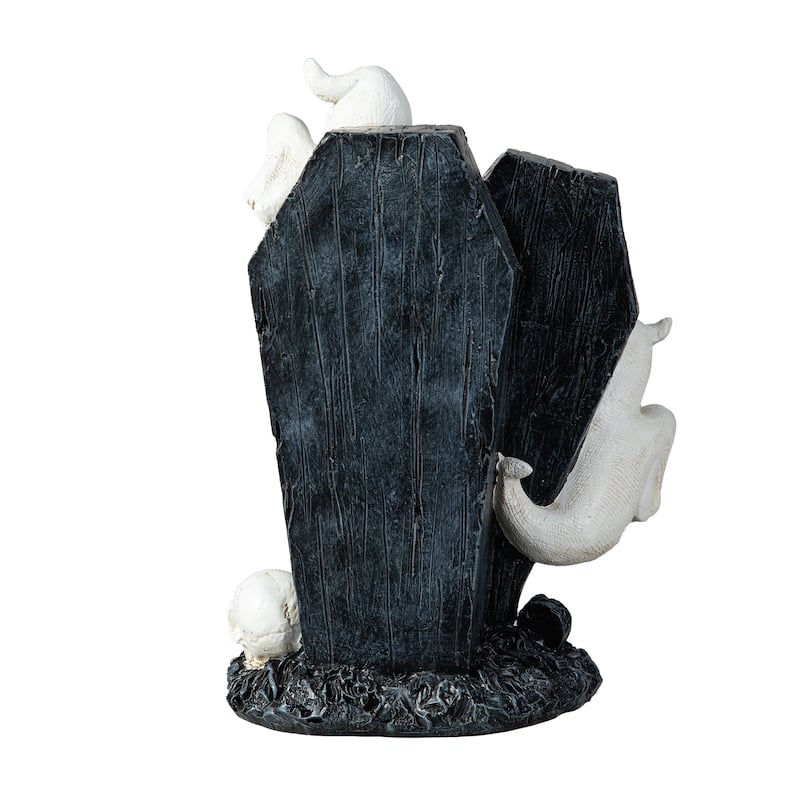 Glitzhome 10''H Halloween Polyresin Ghost Gravestone Table Decor - Black