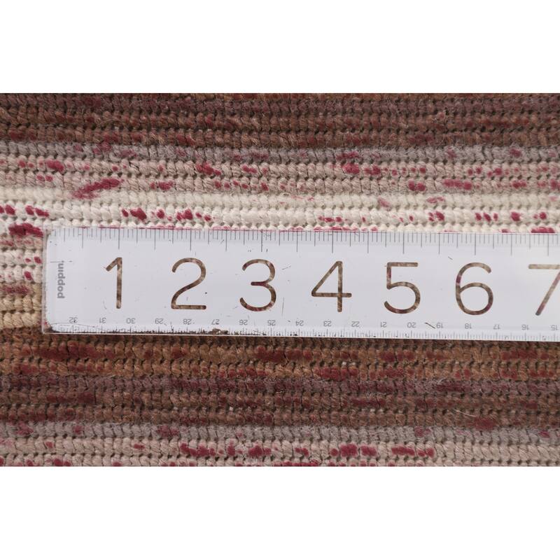Striped / Modern Abstract Accent Rug Hand-Knotted Wool Carpet - 2'8"x 4'10"