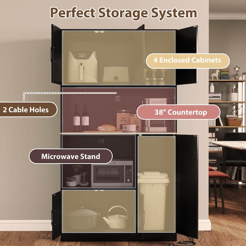 Costway 71" Tall Kitchen Pantry Cabinet with Charging Station - See Details