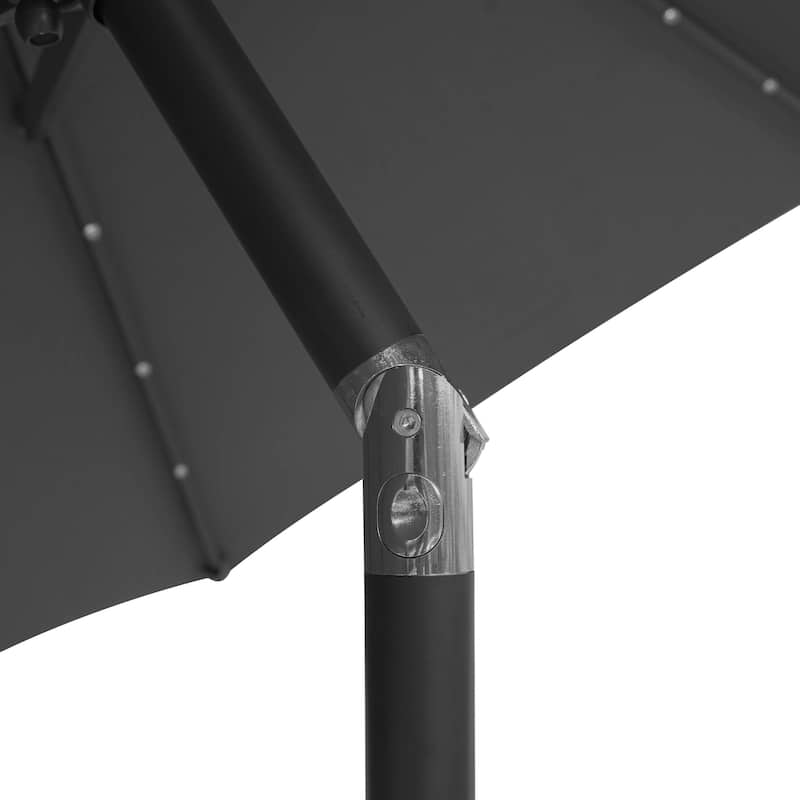 Sierra 9 ft Patio Tilt & Crank Patio Table Market Umbrella With Solar LED for Summer Beach Backyard