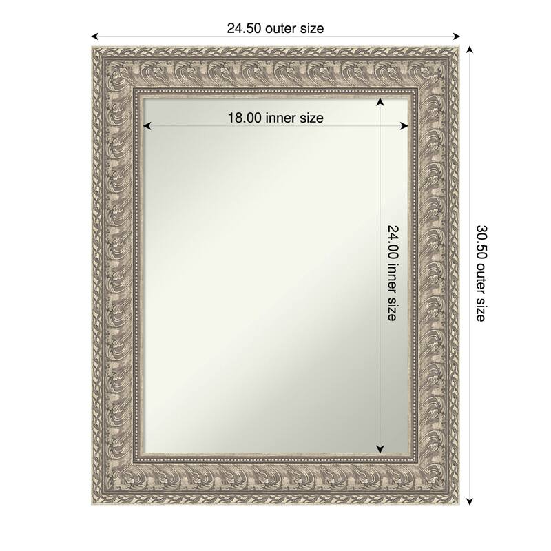 Sydney Silver Non-Beveled Framed Bathroom Vanity Wall Mirror - Sydney Silver - 25 x 31 in