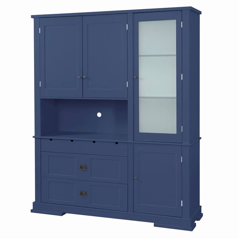 Freestanding 78.3" Kitchen Pantry with Hutch, Large Kitchen Pantry Storage with Drawers,Door Shelf and Adjustable Shelves