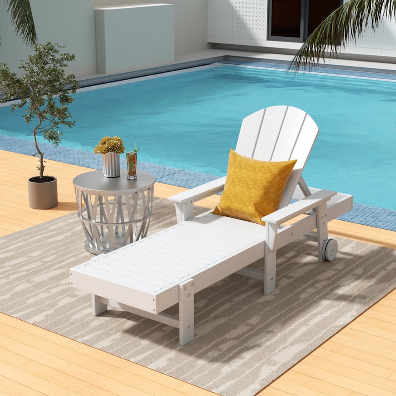 Laguna Hdpe All Weather Outdoor Patio Pool Reclining Chaise Lounge With Arms And Wheels