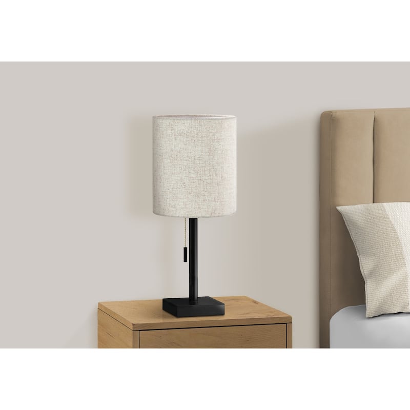 Set of 2 Table Lamps with USB Port and Drum Shade Contemporary Design