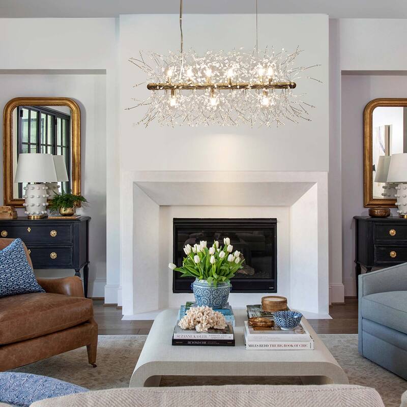 9-Light Modern Linear Firework Dandelion Crystal Chandelier