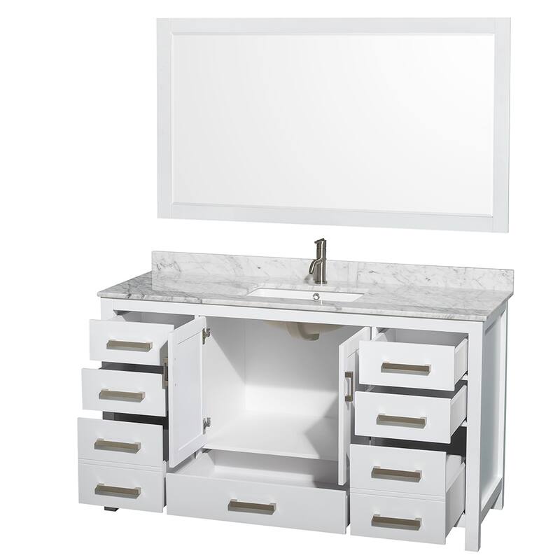 Wyndham Collection Sheffield Single Vanity Set, 58-inch Mirror