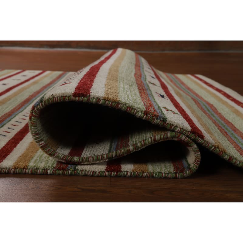 Hand Knotted Oriental 100% Wool Carpet Tribal Animal Pictorial Multi-Colored Gabbeh Area Rug - 7' 7'' X 5' 5''