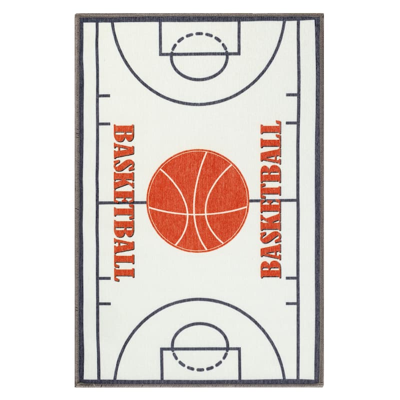 Superior Basketball Kids Washable Indoor Area Rug