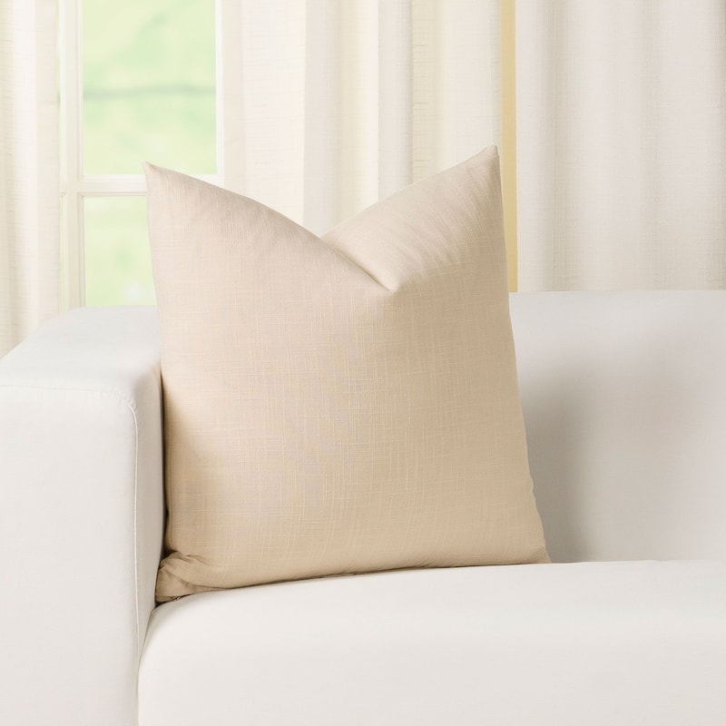 Zoa Linen Textured Throw Pillow - 30 x 30 - Crème