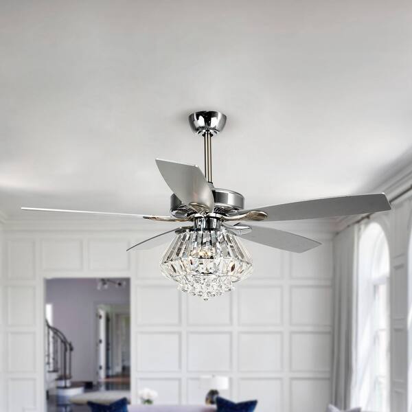 Modern Chrome And Crystal 52 Inch Ceiling Fan With Remote Overstock 28673784