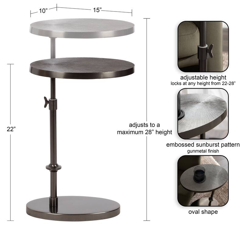 Kate and Laurel Engles Adjustable Oval Metal Table