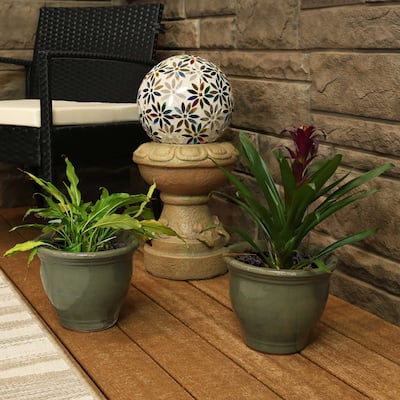 Sunnydaze Studio Glazed Ceramic Planter - Set of 2 - 9-Inch - Gray