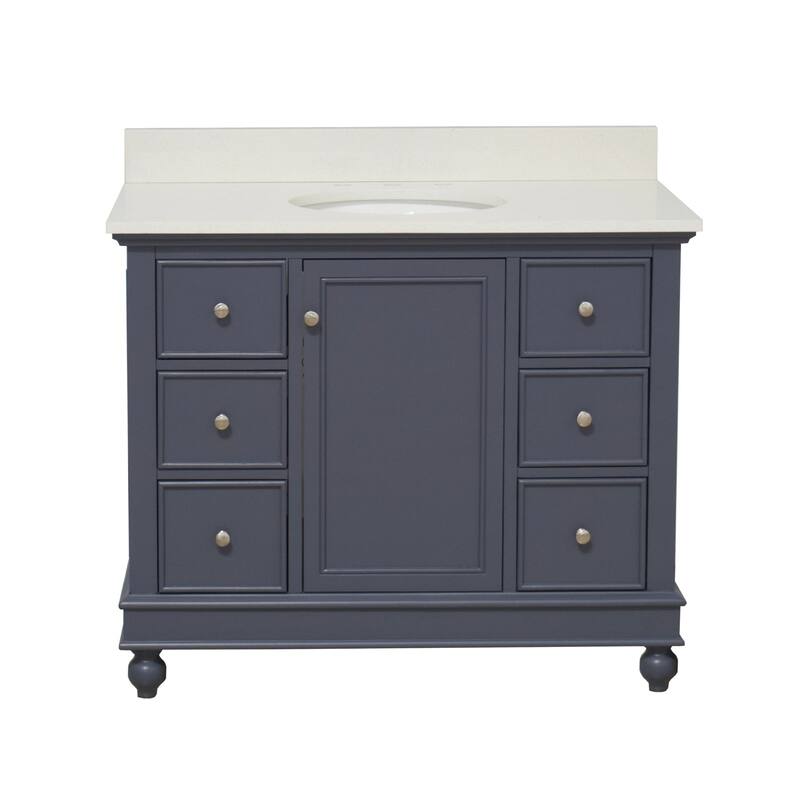 KitchenBathCollection Bella 42" Bathroom Vanity with Quartz Top