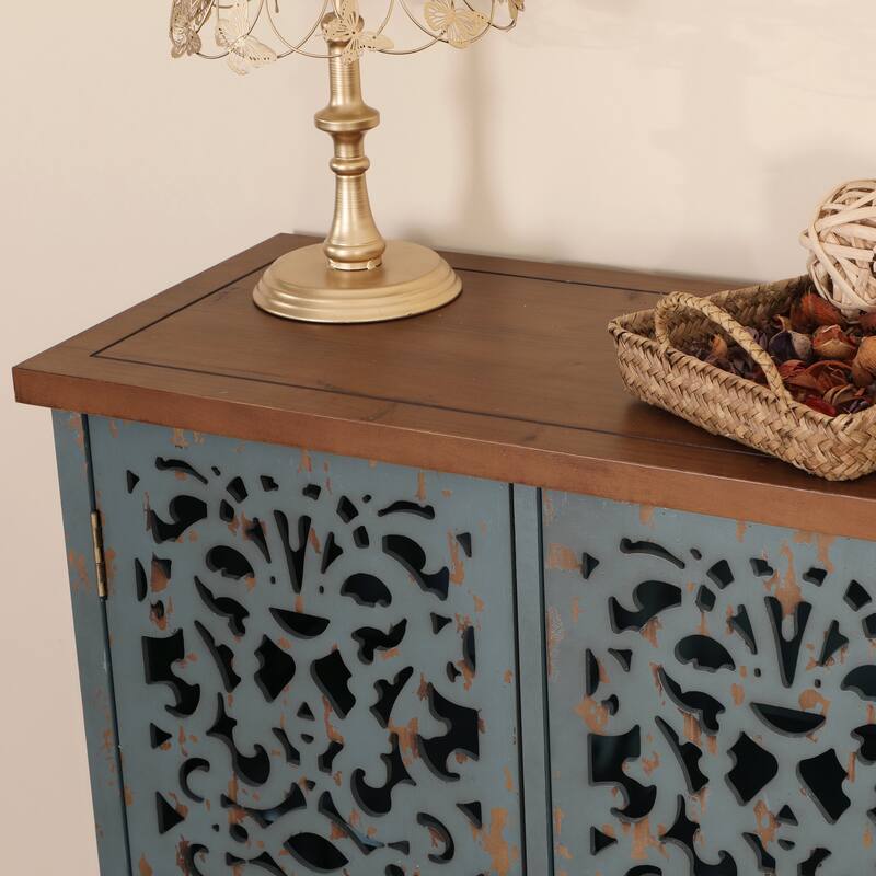 2-door Intricate Traditional Antique Storage Cabinet