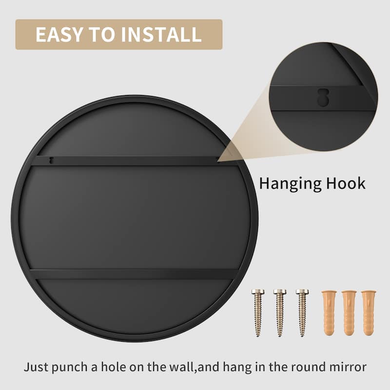 Modern Wall Mirrors, Round Mirror with Metal Framed, Bathroom Mirror with Round Corner Vanity Mirror Accent Mirror