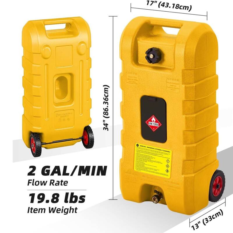 15 Gallon Fuel Caddy Tank, Portable Gas Fuel Container