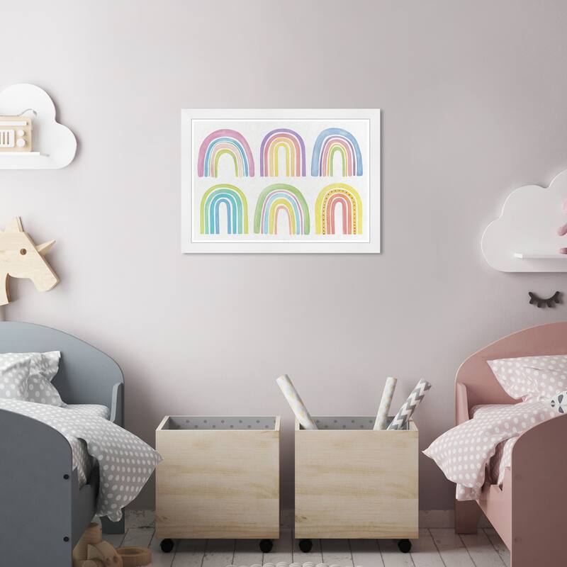 Olivia's Easel 'Rainbows' Kids Wall Art Framed Print Purple, Yellow - 19 x 13