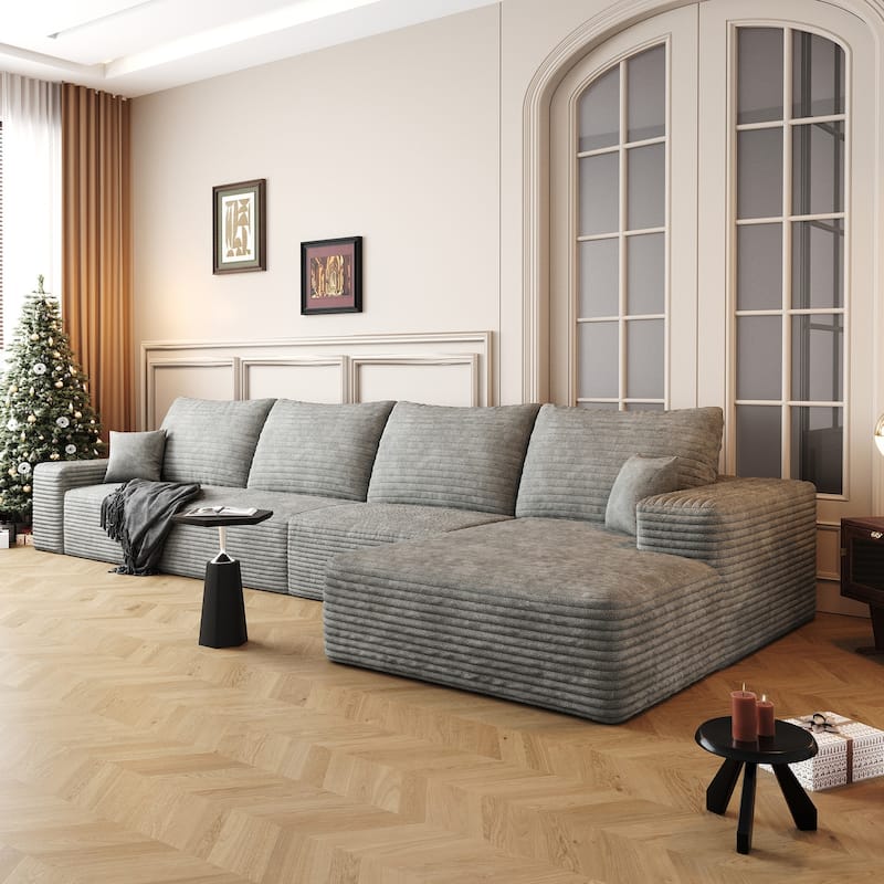 Sofa 135-in Casual Gray 4 -seater Right Sectional - 8' x 10'