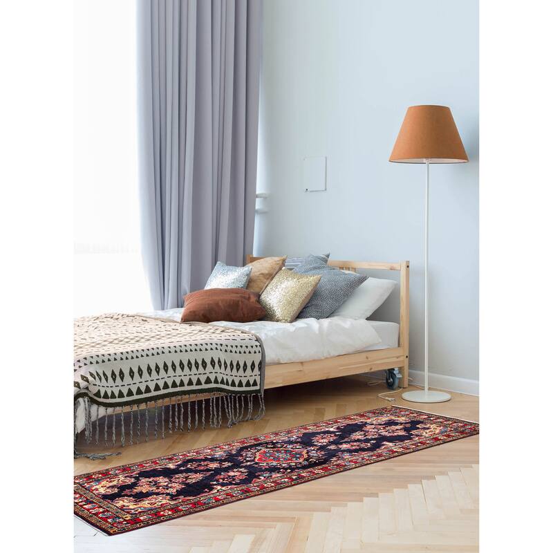 ECARPETGALLERY Hand-knotted Anadol Dark Navy Wool Rug - 3'3 x 10'4