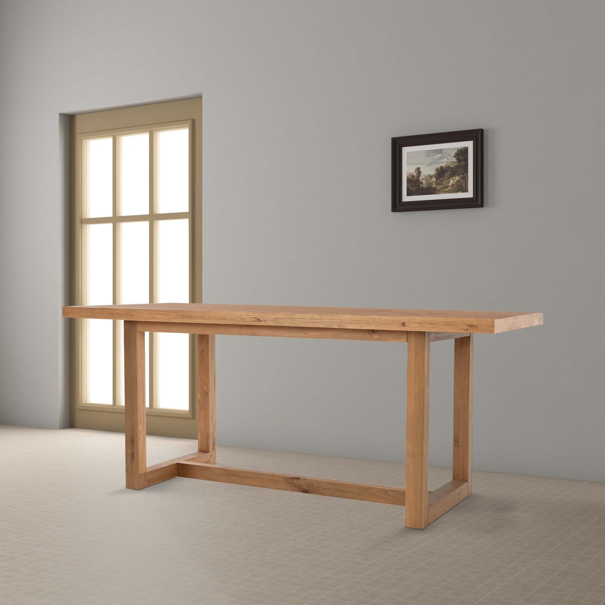 Jax 70 Inch Pine Wood Dining Table 6 Seater Handcrafted Natural Brown