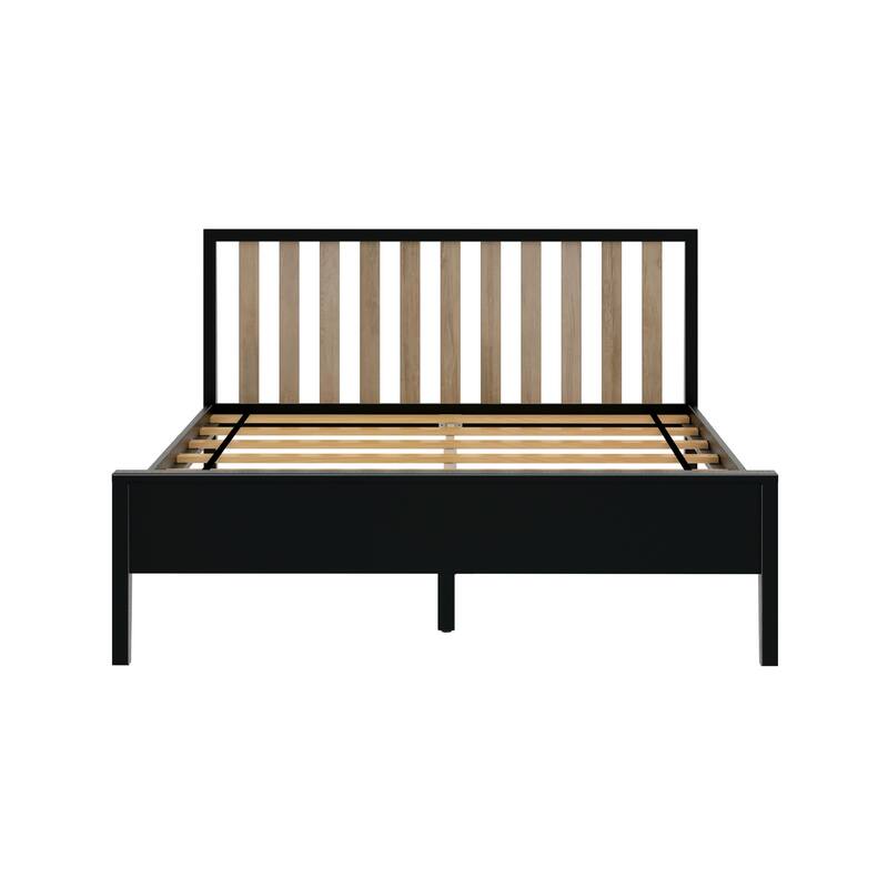 Max and Lily Scandinavian Queen-Size Bed with Slatted Headboard