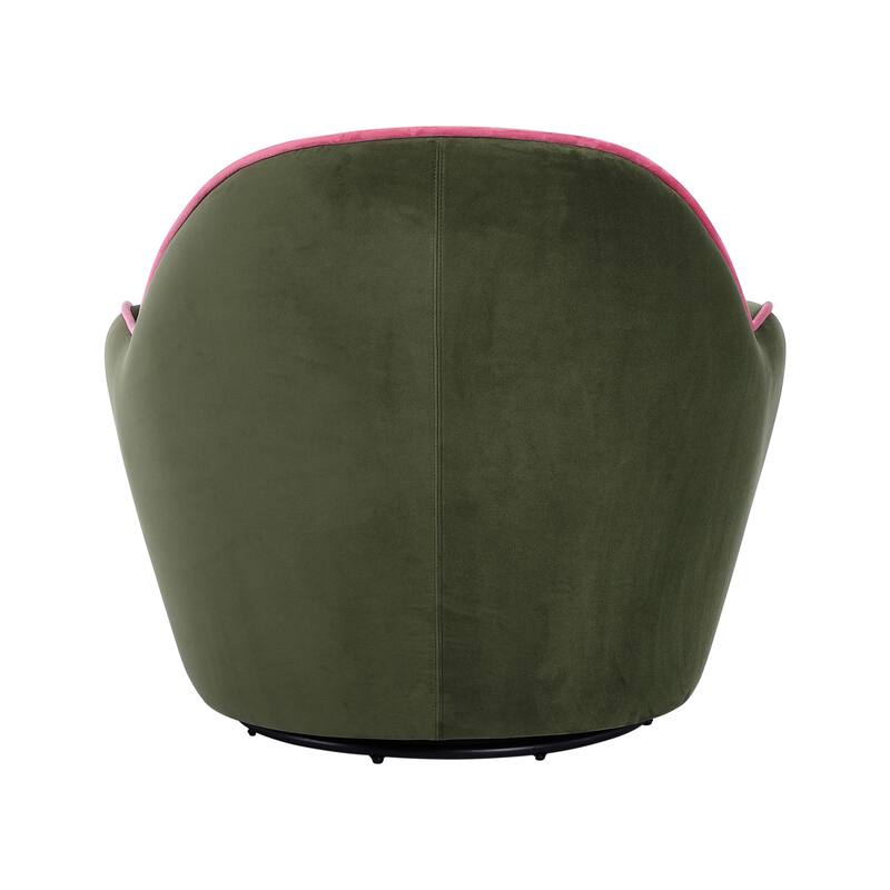 Velvet Upholstered Swivel Chair with Trim - 39.8"L x 37.6"W x 32.9"H